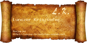 Lunczer Krisztofer névjegykártya